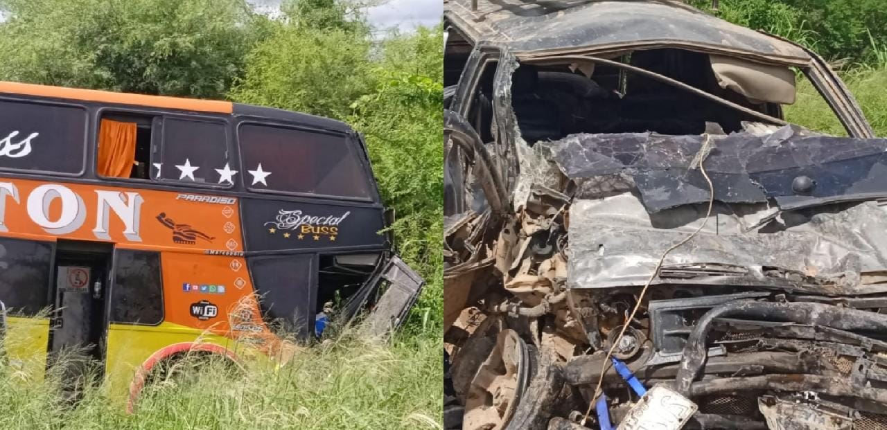Reportan heridos por choque entre un bus y una vagoneta en Pozo del Tigre