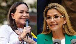 María Corina Machado, Premio Nobel de la Paz, celebra la liberación de Jeanine Añez