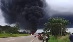 Cisterna vuelca y se incendia en la carretera a Yapacaní; investigan si hay víctimas fatales